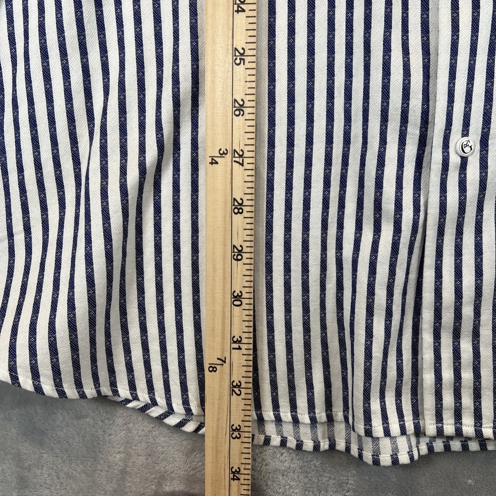 Robert Graham Button Down Shirt Mens 2XL Blue White Striped Jacquard Long Sleeve - Picture 7 of 12